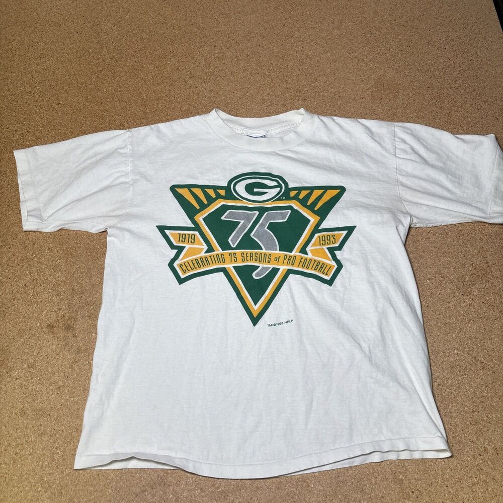 Vintage 1993 Green Bay Packers Football Celebrating 75Th Season T-Shirt L F3